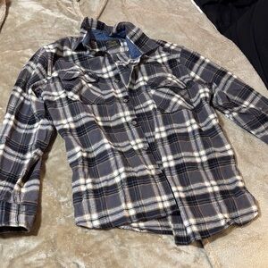 Jachs Navy and Cream Plaid Shirt Jacket